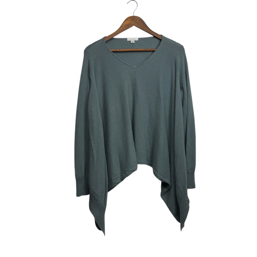 Garnet Hill V-Neck Asymmetrical Hem Sweater Cashmere